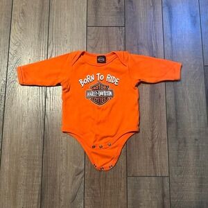 Harley Davidson Orange Onesie Kids Size 3/6 months
